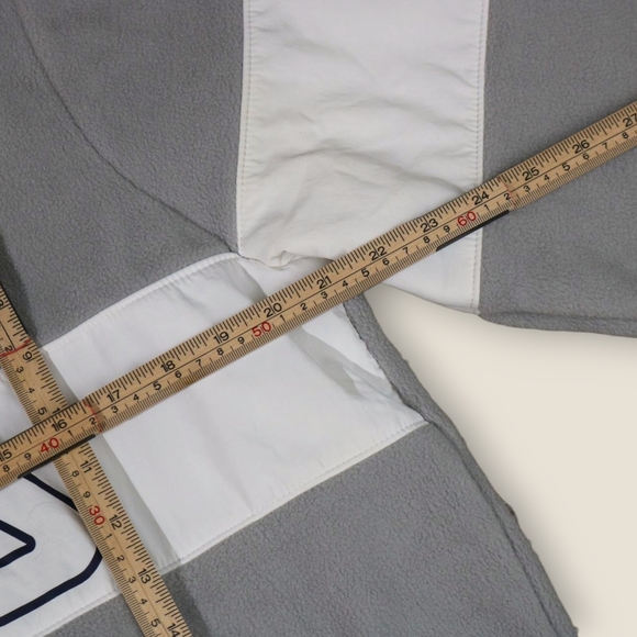 FILA Vintage Retro Men’s 1/2 Zip Fleece Jacket Y2K Medium Grey White - Picture 4 of 8